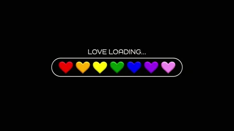 Love loading rainbow hearts animation, loading bar on a black background Stock Footage 143914552