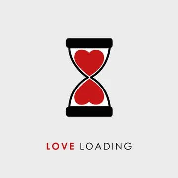 Love loading typography with hourglass Illustrazione stock