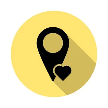 Love, location simple vector icon in long shadow style Stock Illustration