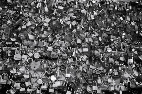 Love lock bridge Foto stock