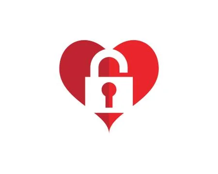 Love with lock Logo Vector icon illustration Stock Illustration