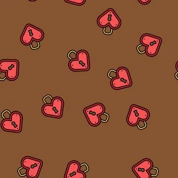 Love lock vector seamless pattern Stock Illustration