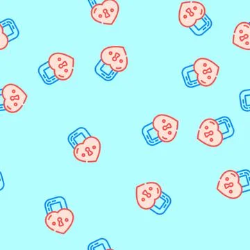 Love lock vector seamless pattern Stock Illustration