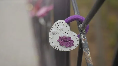 Love Locks On A Bridge. Dolly Stock Footage 68082000