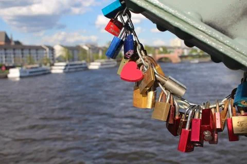Love locks on a bridge Stock Photos