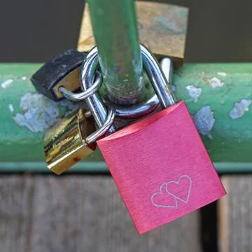 Love locks at bridge Stock Photos