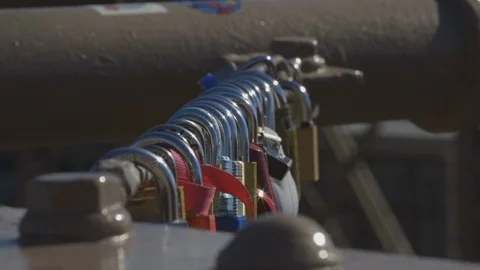 Love Locks on Bridge Support in New York City Stock-Footage 121289633