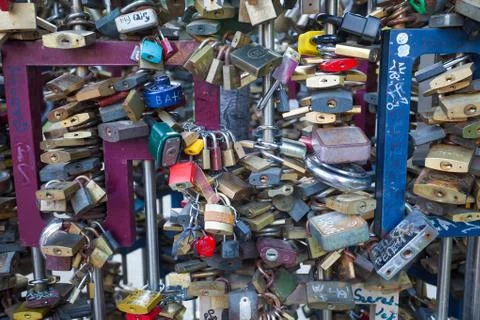 Love locks in budapest Stock Photos