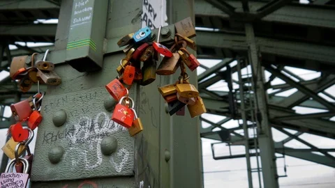 Love Locks Cologne Bridge Stock Footage 106964222