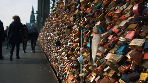 Love Locks Of Cologne Stock Footage 96940478