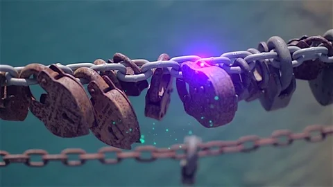 Love Locks | Locks on a bridge for wedded couples gets a touch of magic - 2 of 2 Stock Footage 83108494