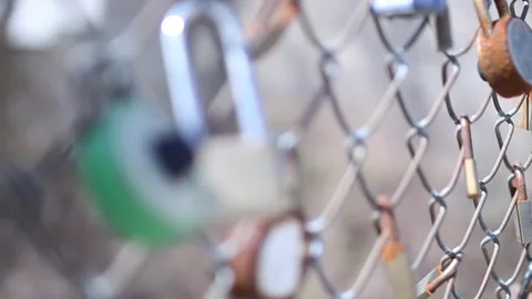 Love Locks out of Focus Stock Footage 130599602