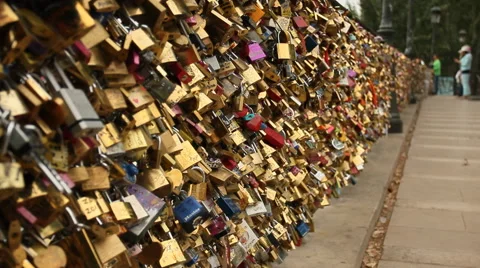 Love locks in Paris Stock Footage 52534762
