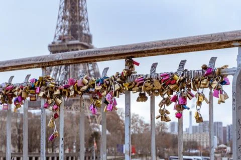 Love Locks in Paris Stock Photos