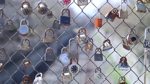 Love Locks with Railroad in background Stock Footage 130599600