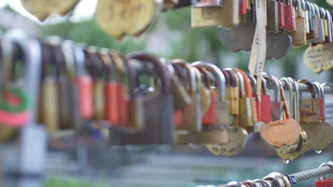 Love Locks in Rain Stock Footage 108969944