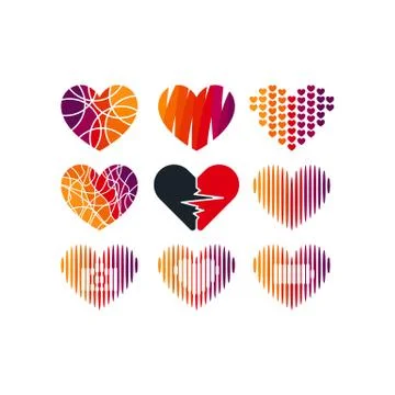 Love logo design templates vectors set Stock Illustration