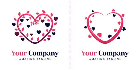 Love logo with the theme of flora and nature. Heart-shaped plant tendrils to  Stock Illustration