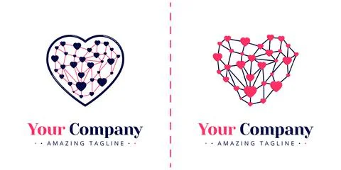 Love logos with connected and networked themes for apps, galaxy and technolog Stock Illustration