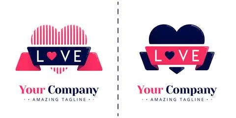Love logos with lines and solid themes with ribbons and love letters. Templat Stock Illustration