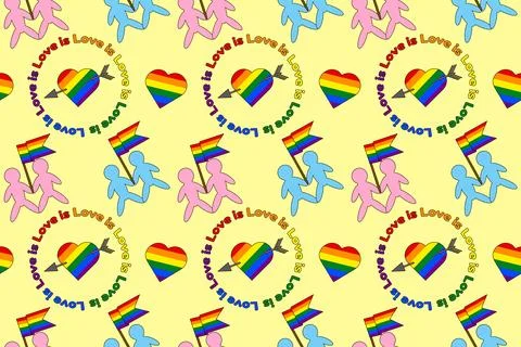 Love is Love - Rainbow Pride Pattern イラスト素材