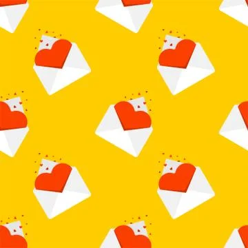 Love mail pattern seamless. Heart in an envelope. Message Valentine's Day. Va Stock Illustration