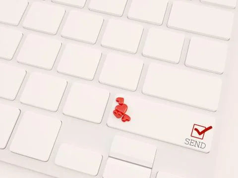Love mail send concept, 3d render Illustrazione stock