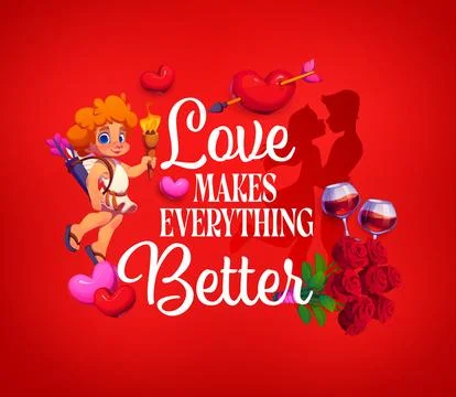 Love makes everything better, Valentine day quote Stock Illustration