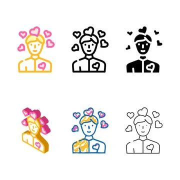 Love man color icon vector types Stock Illustration