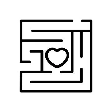 Love maze icon vector outline illustration Illustrazione stock