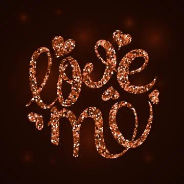 Love me the calligraphy in red sequins. Stock Illustration