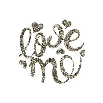 Love me the calligraphy in silver sequins. Stock Illustration