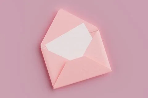 Love Message Concept. Pink Open Envelope With Blank Card On Pink Background.. Stock Illustration