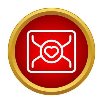Love message in envelope with heart icon button Stock Illustration