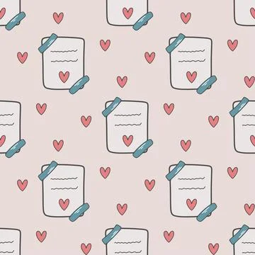 Love message with heart seamless pattern Illustrazione stock