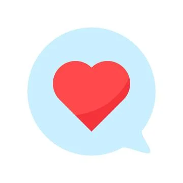 Love message heart like speech bubble flat vector icon Stock Illustration