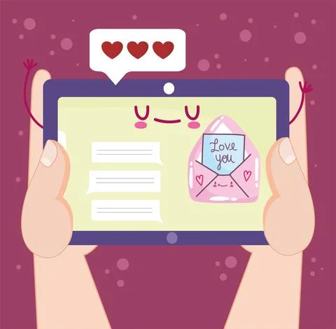 Love message by internet Stock Illustration