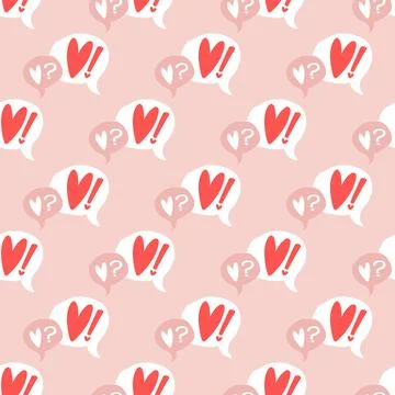 Love message question pattern with heart Stock Illustration