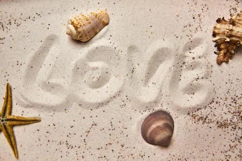 Love message in the sand Stock Photos
