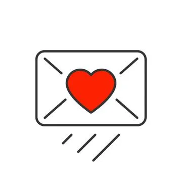 Love message sendind line icon on white background Stock Illustration