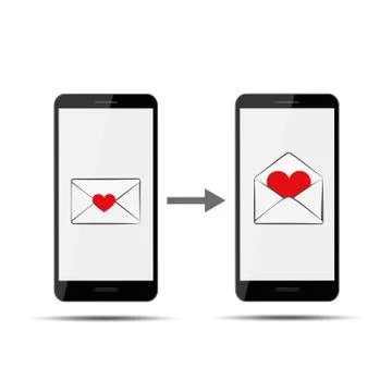 Love message sending via smartphone Stock Illustration