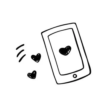 Love Message Smartphone Illustration Hand Drawn Romantic Communication Concep Stock Illustration