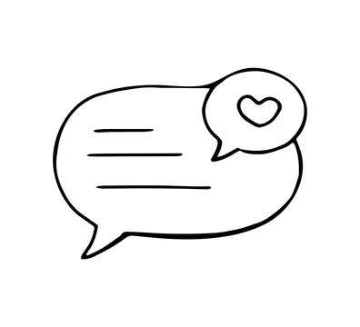 Love message speech bubble with heart line icon Stock Illustration