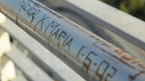 Love in Metal Bridge Stock Footage 78766871