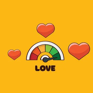 Love meter concept - hand drawn vector illustration Stock Illustration