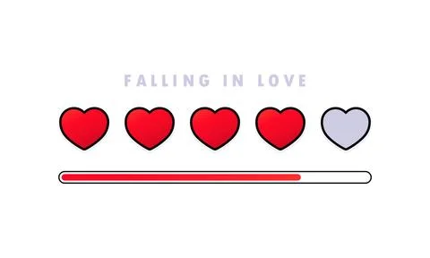 Love meter emotion concept. Customer review progress bar infographic design e Stock Illustration