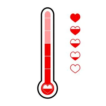 Love meter vector, level of thermometer isolated Stock Illustration