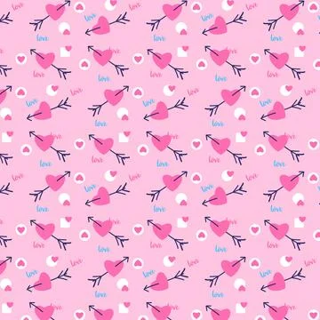 Love minimal pattern texture with arrow shapes on pink background. Valentine' Stock Illustration