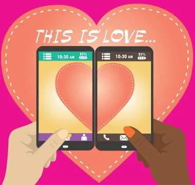 Love on Mobile. Vector illustration of smart phone. Stock Illustration