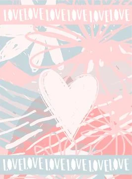 Love. Modern romantic design layout. Card with heart and text for wedding, va Stock-Illustration